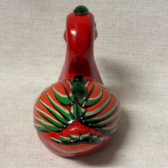 Vintage Tonala Mexican Pottery Clay Duck Folk Art Hand Painted Mexico Signed - Picture 6 of 12